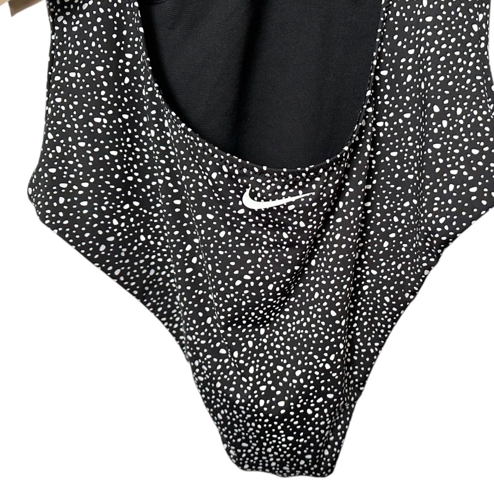 Nike NEW One-Piece Swimsuit Water Dots Black White Printed Cutout Back Size XXL - Picture 8 of 14
